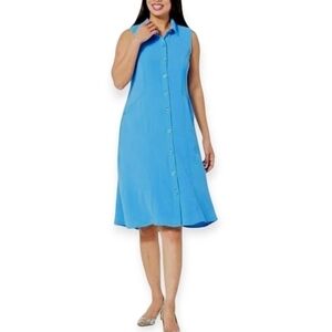 Nina Leonard Textured Wave Shirt Dress with Pockets